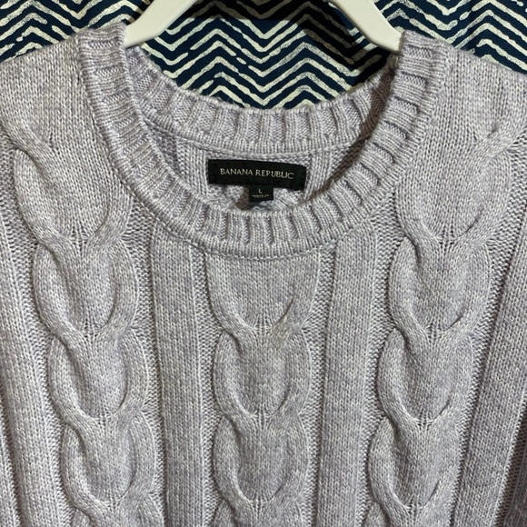 Banana Republic Lavender Cable Knit Pullover Large - Picture 2 of 5